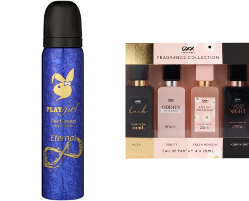 Perfumes, sprays, deodorant cover photo collage