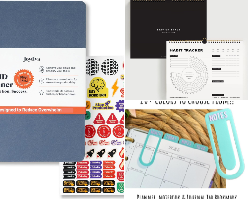 Let's get productive! Planners, books, all the things! cover photo collage