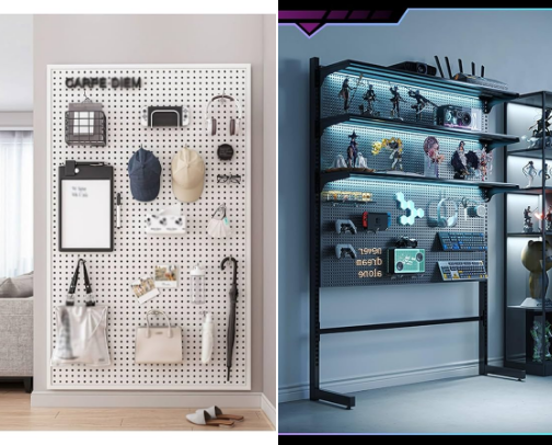 Pegboard Metal peg board organize Shelves for Wall Storage Display Esports Room Shelves wall shelf cover photo collage