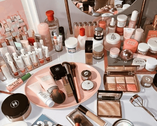 Favorite makeup and skincare products cover photo collage