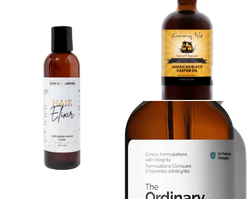 Products to grow hair. cover photo collage