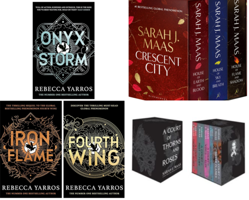 Romantasy books I would recommend as someone who is new to the genre! cover photo collage