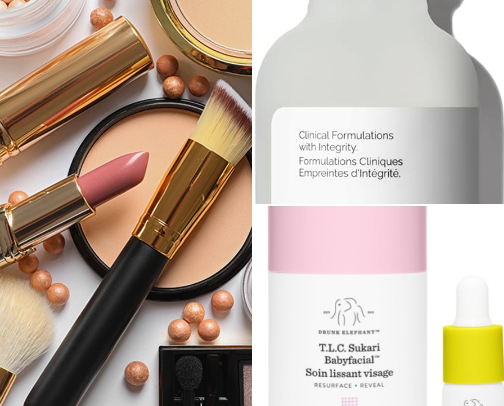 Beauty products cover photo collage