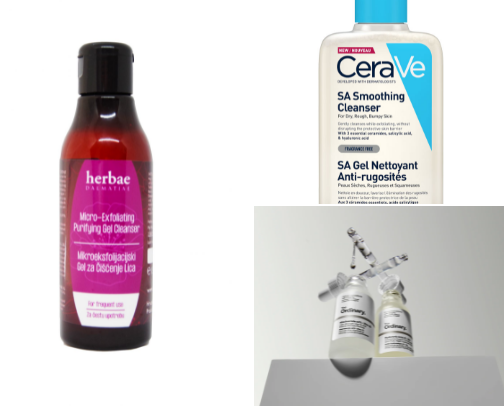 Skin care (closed comedones, texture, acne) cover photo collage