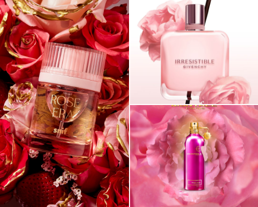 Roses, roses and more roses!! Spring  fragrances, wrapped in roses. cover photo collage
