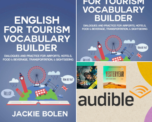 Read Online - English for Tourism Vocabulary Builder: Dialogues and Practice for Airports, Hotels, Food & Beverage, Transportation, & Sightseeing teacher toolkit cover photo collage