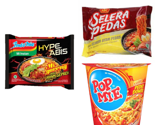 10 Mie Instan Lokal yang Pedasnya Membakar Lidah. Berani Coba? cover photo collage