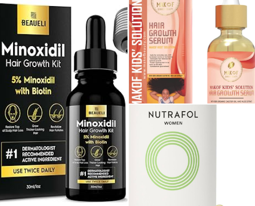 Hair growth products cover photo collage