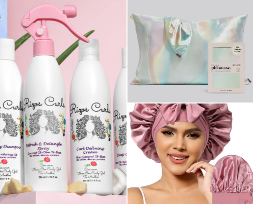 My all time favorite products for healthy hair & beautiful curls🩷➿ cover photo collage