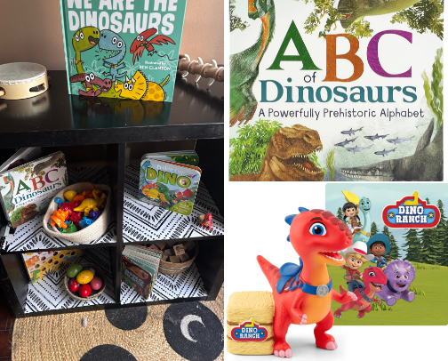 Everything You Need for a Dinosaur Week Play Shelf: 3 & 4 Year-Old Toy Rotation & Activities! 🦖🦕 cover photo collage