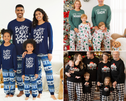 Christmas matching family pajamass cover photo collage