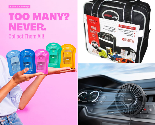 Essentials for inside car cover photo collage
