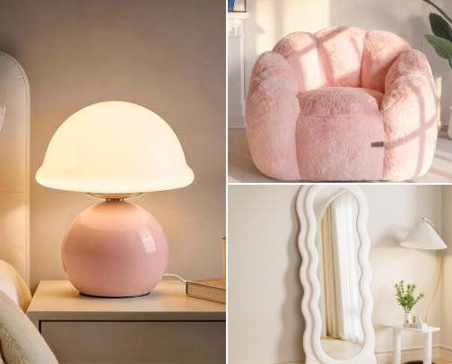 Dreamy aesthetic room for girly cover photo collage