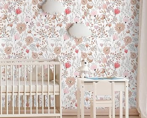 Pink floral boho nursery decorations cover photo collage