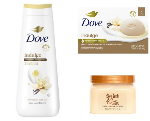 vanilla body care products cover photo collage