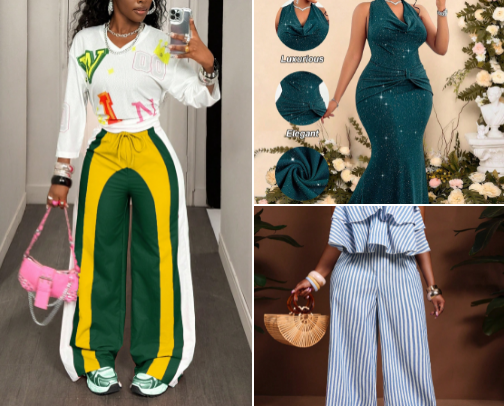 Pants sets and sports outfits cover photo collage