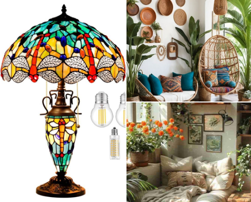 Boho, Colorful, Vintage, Natural Decor cover photo collage