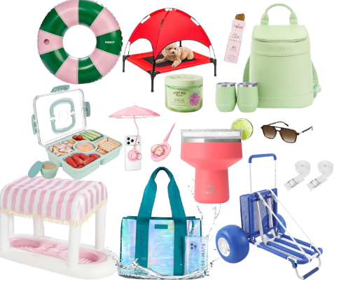 Beach & Pool Day Essentials: Floats, Coolers, Sun Care & Must-Have Accessories cover photo collage