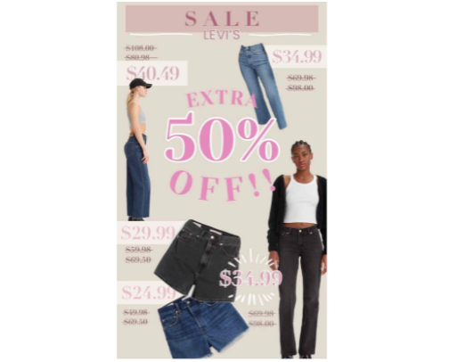 Extra 50% Off Levi’s Sale!! 🎀 cover photo collage