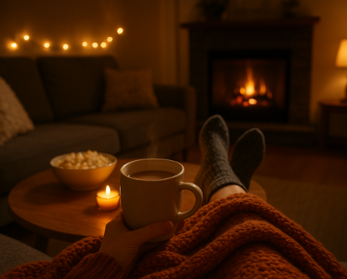 Cozy night in cover photo collage