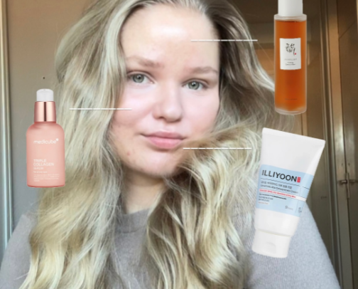 Acne skincare products cover photo collage