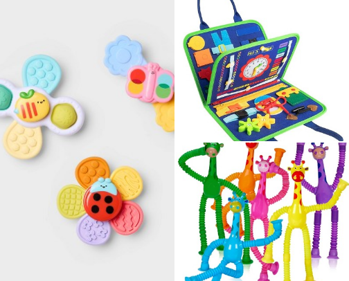 Flying ✈️ with an Infant - screen free toys & activities cover photo collage