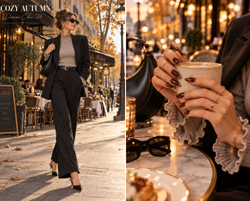 Chic Parisian Fall Dinner & Business Casual Style Essentials cover photo collage