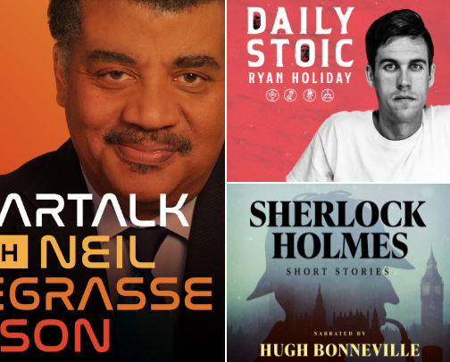 Podcasts that make me happy to be alive, part 2 cover photo collage