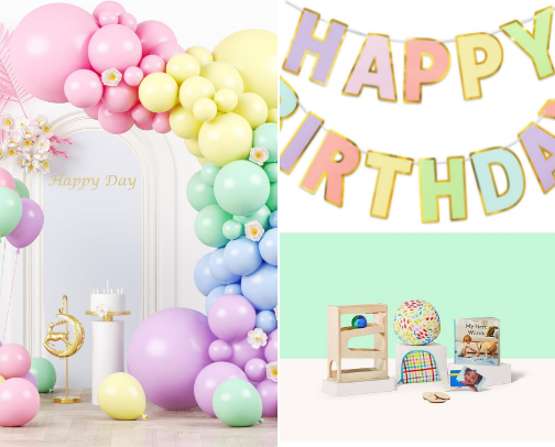 Our Simple Pastel First Birthday cover photo collage