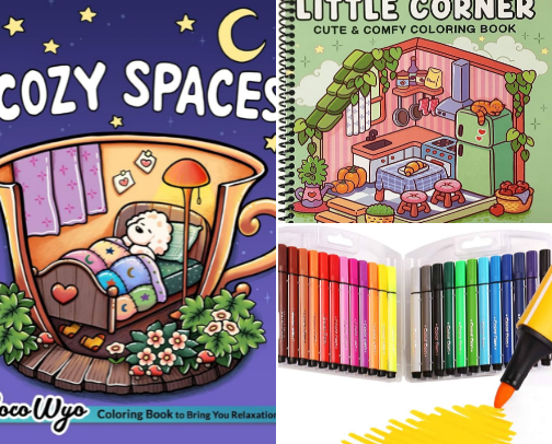 Best Cozy Adult Coloring Books for Stress Relief & Creativity cover photo collage