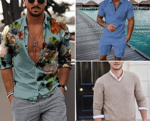Men's Apparel: these are versatile clothing, that be worn year-round. cover photo collage