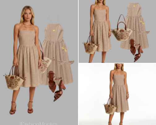 OOTD #937 WOMEN'S FASHION BROWN GINGHAM SUNDRESS BY AND OTHER STORIES cover photo collage