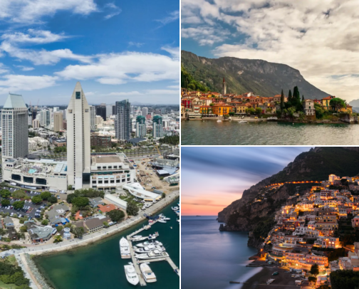 Travel destinations cover photo collage