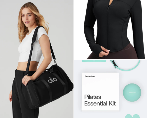 Pilates class/at home essentials cover photo collage