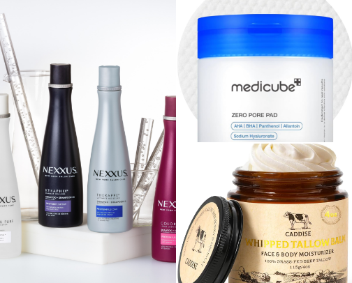 Hair, skin, beauty products cover photo collage