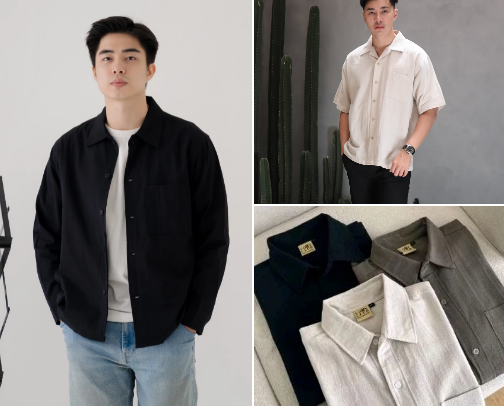 kemeja Linen man (Oversized Linen Shirt) cover photo collage