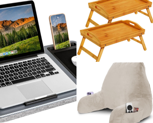 Work From Bed Desk Setup Ideas cover photo collage