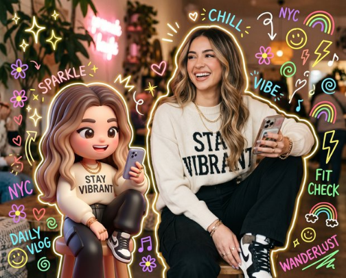 AI Cartoon & Chibi Influencer Portraits cover photo collage