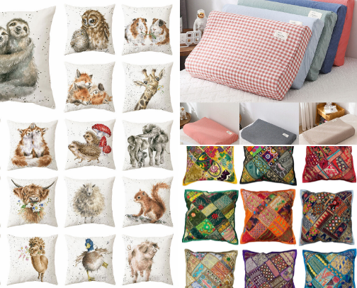 Pillows and blankets cover photo collage