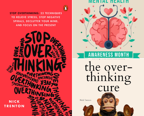 Free PDF - Stop Overthinking: 23 Techniques to Relieve Stress, Stop Negative Spirals, Declutter Your Mind, and Focus on the Present (The Path to Calm) companion reading list cover photo collage