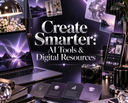 Create Smarter: AI Tools & Digital Resources for Content Creators cover photo collage