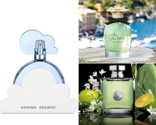 Elegant and unique women parfumes cover photo collage