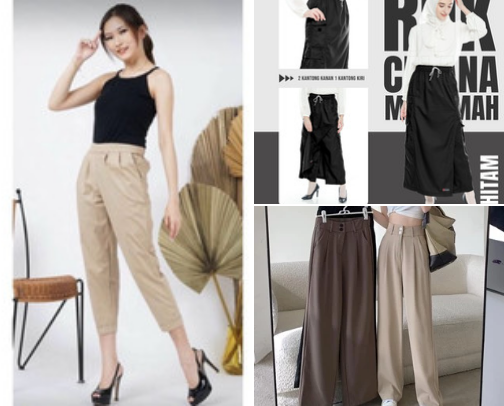 Celana dan rok masa kini 2024 cover photo collage