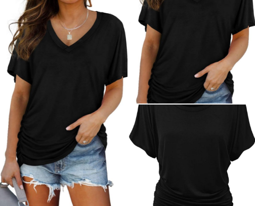 Flattering Dolman V-Neck T-Shirt Tops cover photo collage