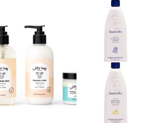Sensitive skin toddler bath time essentials cover photo collage