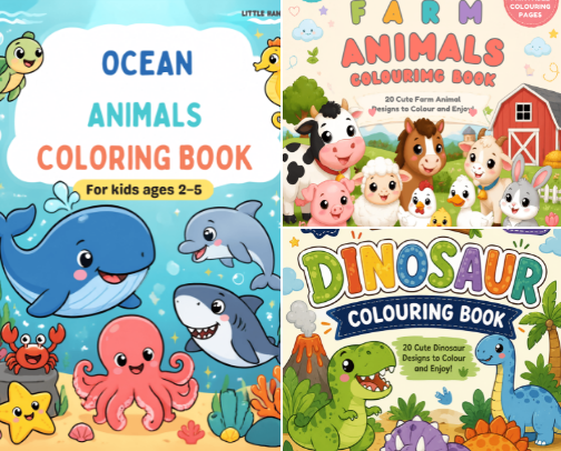 Cute Coloring Books for Kids | Printable & Fun cover photo collage