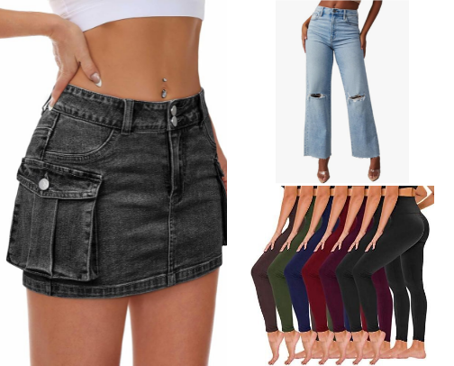 Strictly Legwear (skirts, shorts, jeans, and slacks) cover photo collage