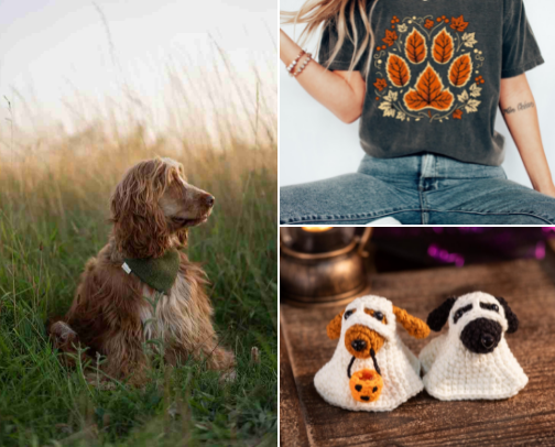 Cottagecore Fall: Cosy Autumn Dogs cover photo collage