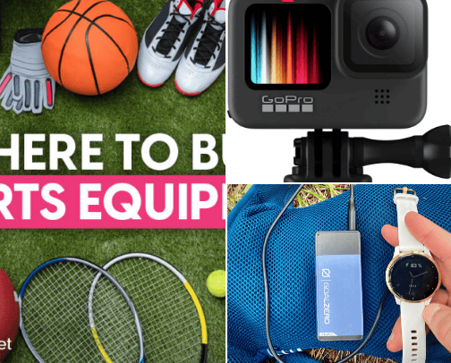 Sports and sports equipment cover photo collage