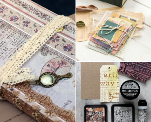 The Art of Slow Journaling: Vintage Supplies & DIY Kits cover photo collage